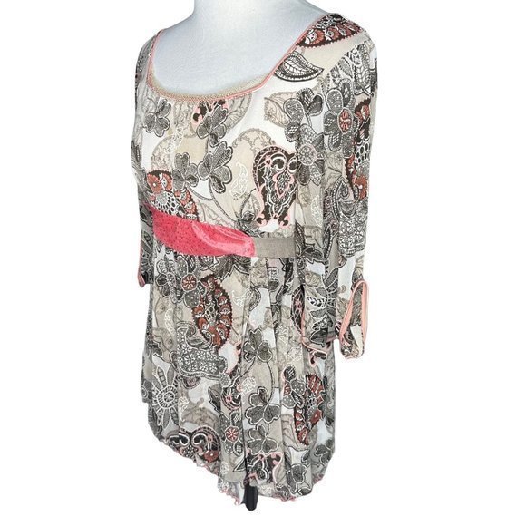 ANAC Designed by Kimi Belted Floral‎ 3/4 Sleeve Sheer Top Size Medium - Picture 3 of 12